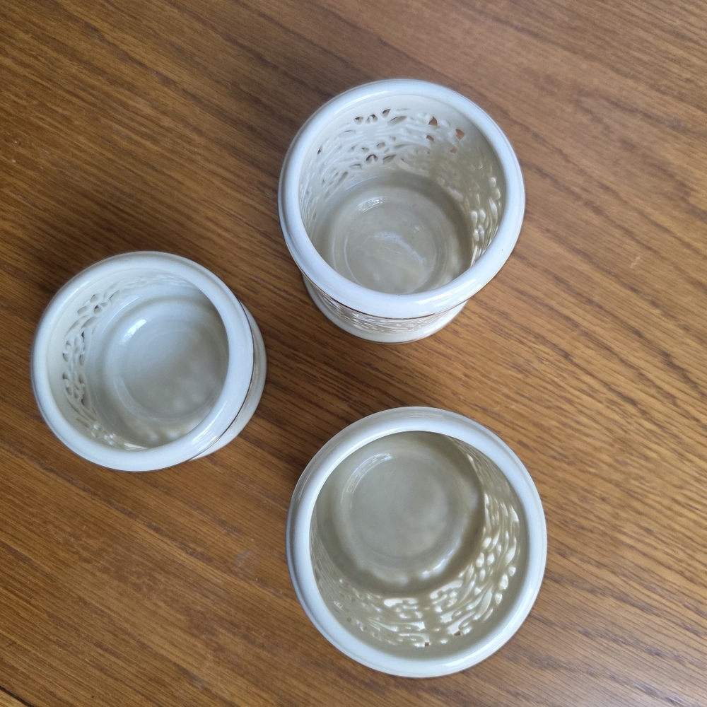 Lenox Gold Trimmed Pierced China Votives (3) - Picture 7 of 9